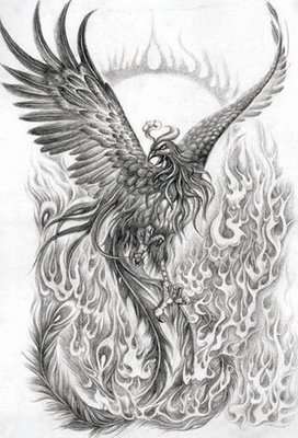 Black and White Phoenix Tattoo Designs