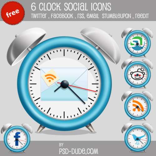 6 free clock social icons