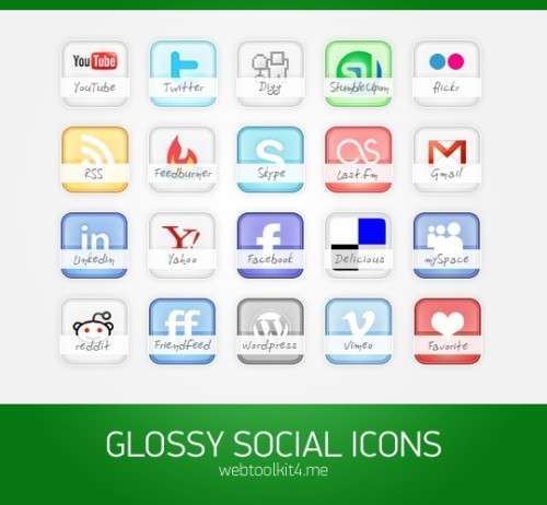 glossy social icons