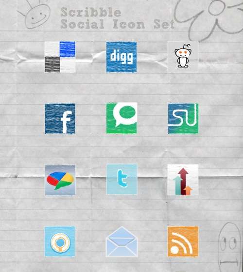 scribble social media icon set and tutorial