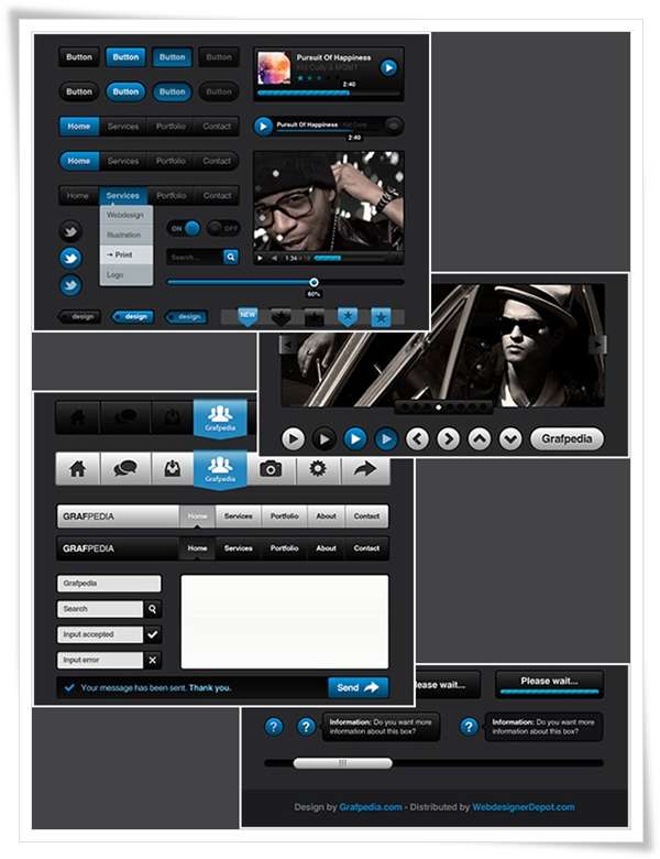 Black Media UI Kit