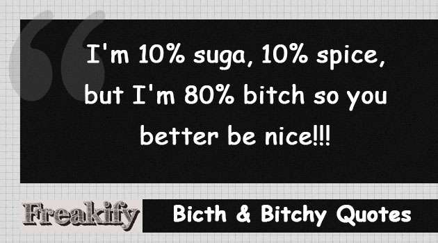 I'm 10% suga, 10% spice, but I'm 80% bitch so you better be nice!!!