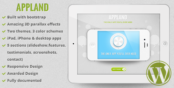 AppLand - Parallax App Landing WordPress Theme - Software Technology