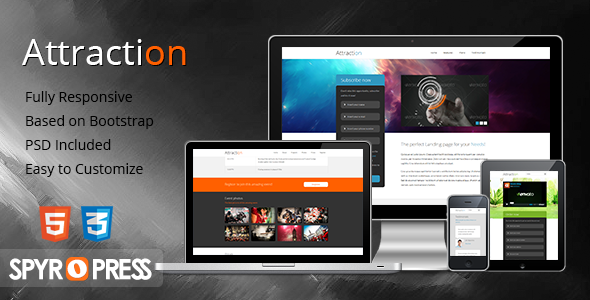 Attraction Responsive WordPress Landing Page - Technology WordPress