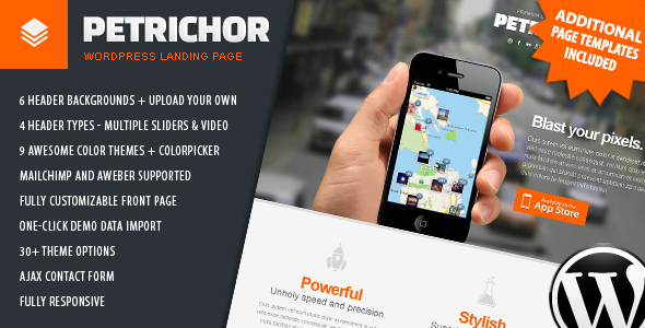 Petrichor - Responsive WordPress Landing Page - Software Technology