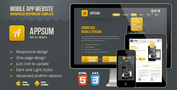 Appsum - wordpress responsive template - Technology WordPress