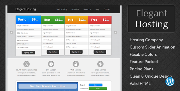 Elegant Hosting - WordPress Theme - Hosting Technology