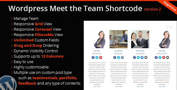 Wordpress Meet the Team Shortcode Plugin - CodeCanyon Item for Sale