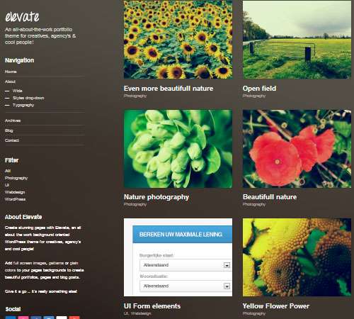 Elevate: Background Oriented Portfolio WP Theme