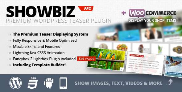 Showbiz Pro Responsive Teaser WordPress Plugin - CodeCanyon Item for Sale