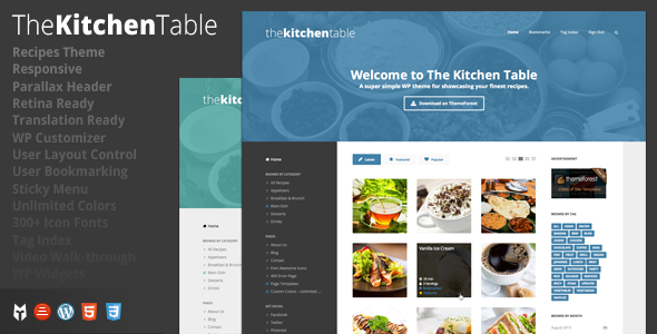 The Kitchen Table: Responsive Recipes WP Theme - Food Retail