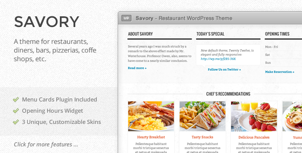 Savory - Responsive Restaurant WordPress Theme - Food Retail