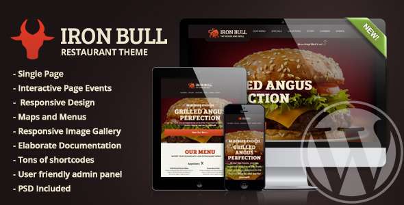  Iron Bull Restaurant WordPress Theme - Food Retail