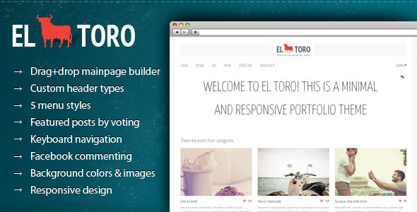 El Toro - Minimal and Responsive Portfolio Theme - ThemeForest Item for Sale