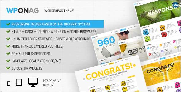 WPONAG: Digital Agency Responsive Portfolio - ThemeForest Item for Sale