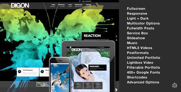 Digon Responsive Fullscreen Studio for WordPress - ThemeForest Item for Sale