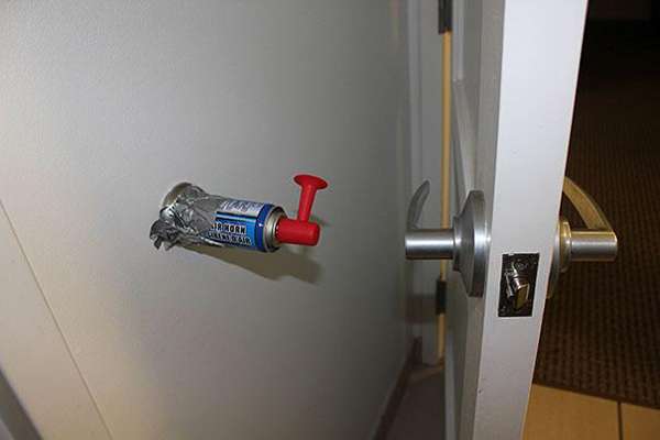 2.) Keep roommates on their toes with an airhorn door stopper