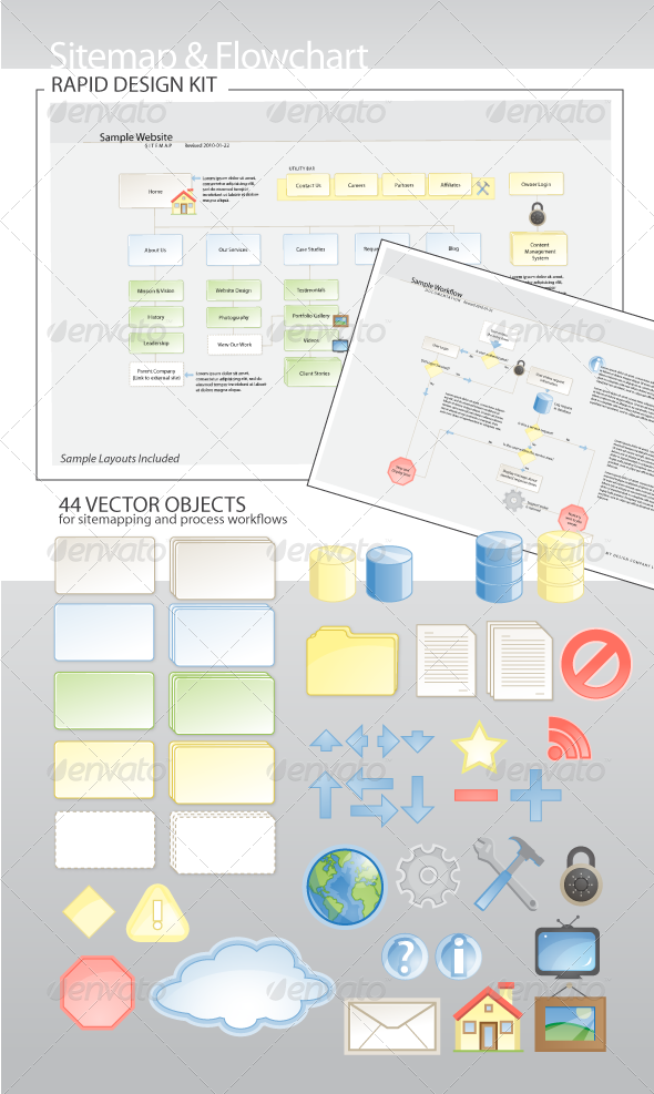 Sitemap & Flowchart Rapid Design Kit - Characters Vectors