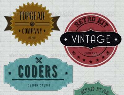 Retro Badges Faded Vintage Labels