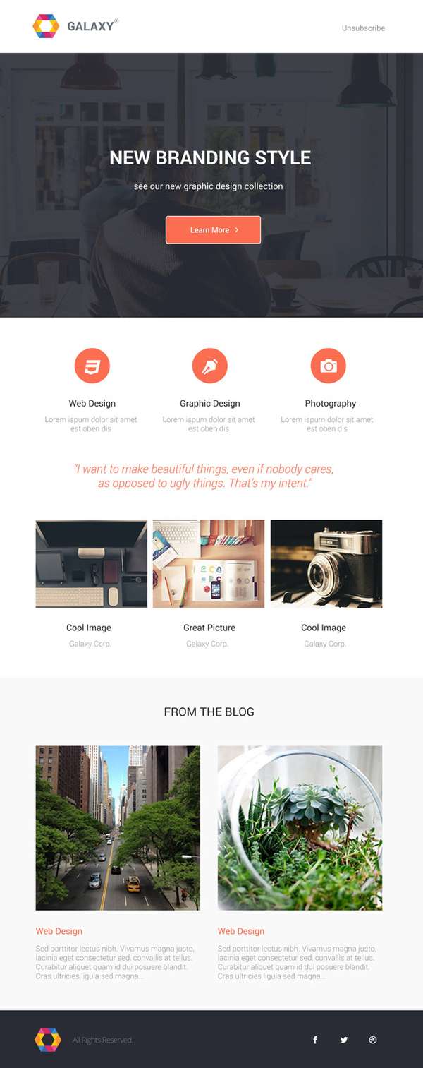 Galaxy - Beautiful Newsletter PSD Template